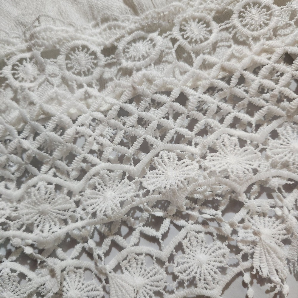 Indigo Soul Womens White Crochet Lace Tiered Maxi Skirt XL Elastic Waist Pull On - Picture 6 of 9